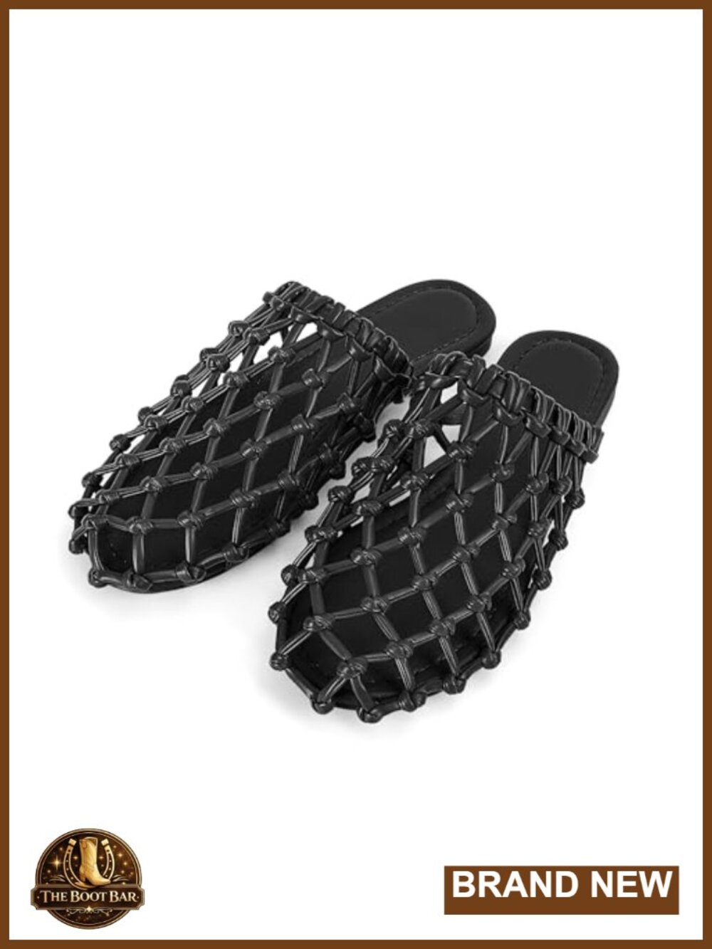 Woven Mesh Slip On Flats Sandals Comfortable Slide Slippers Faux Leather
